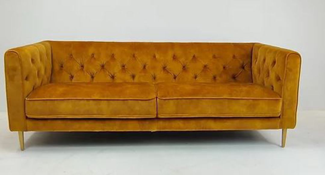 Gold Velvet 3 seater couch sofa image 0